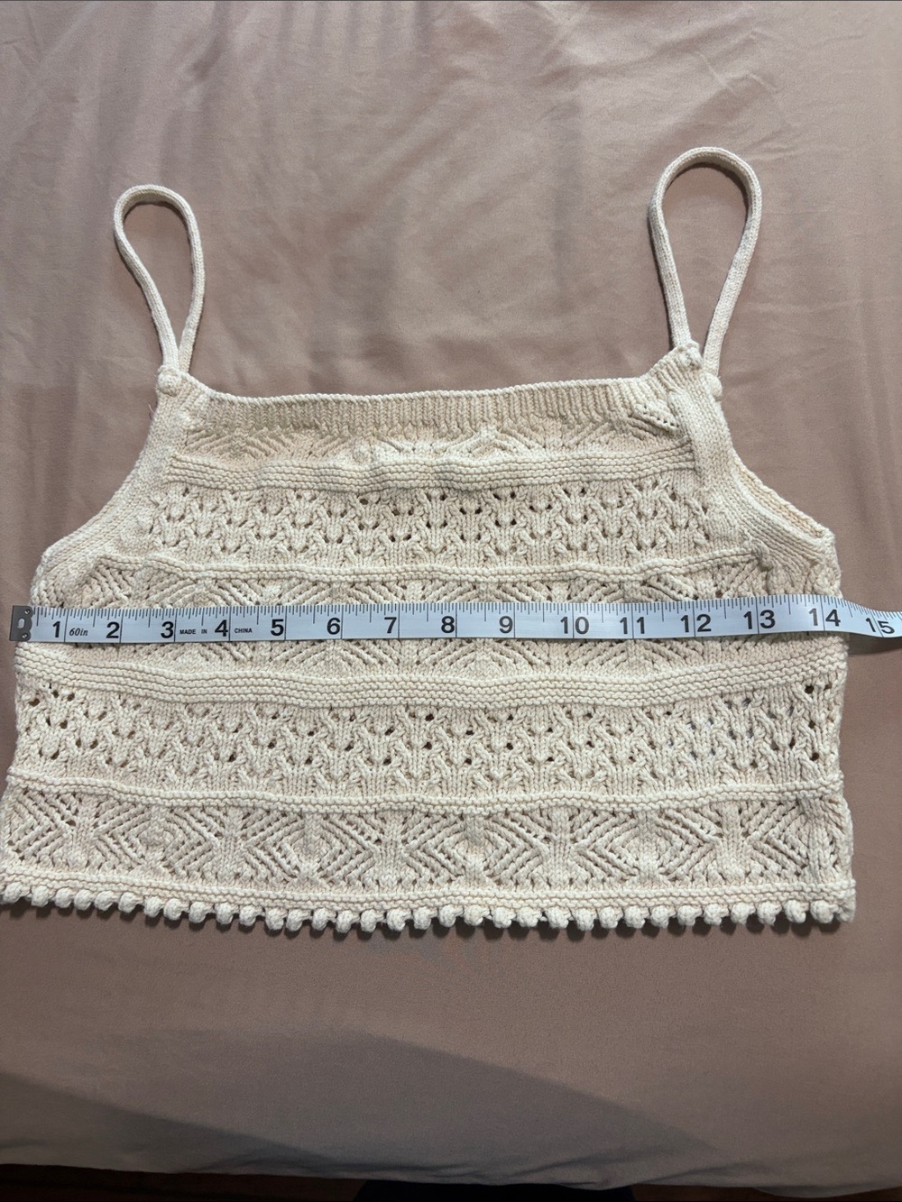 Zara Cream Knit Crochet Crop Cami - Picture 6 of 7